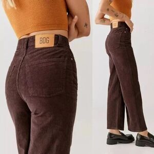 BDG Urban Outfitters High and Wide Corduroy Pants Brown Womens Size 24 Cotton